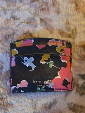 kate spade Black Multicolor Floral Card Holder